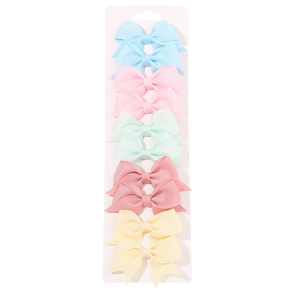 Lot de 10 Barrettes à cheveux avec ruban solide pour petites filles.