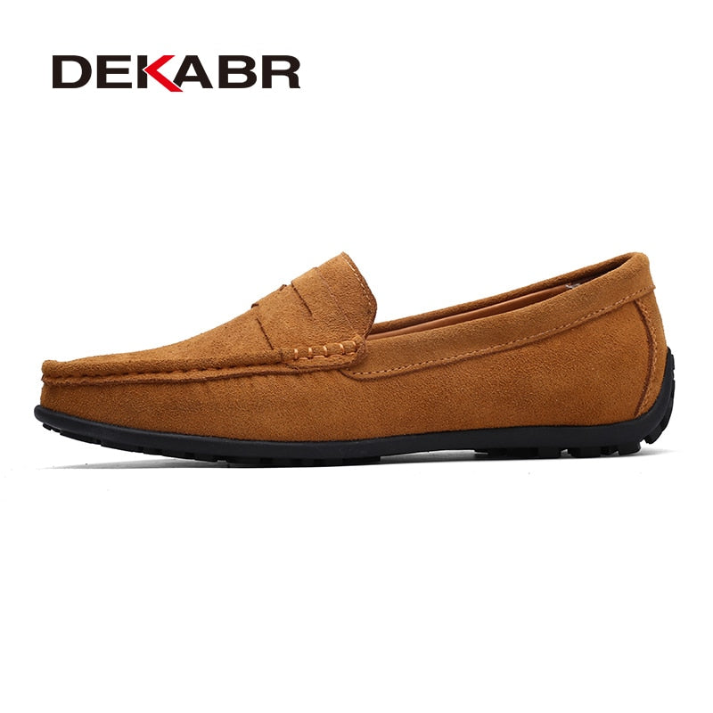 DEKABR-Mocassins souples respirants en cuir véritable pour hommes.