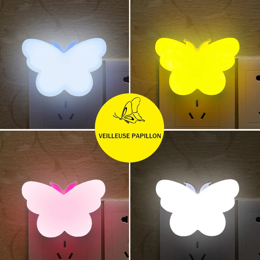 Veilleuse Enfant LED,Lampe Nuit avec Capteur de Lumière Automatique Plug and Play Veilleuse pour Chambre, Couloir, Escalier, Garage, Kawaii Deco Cadeau (Papillon)