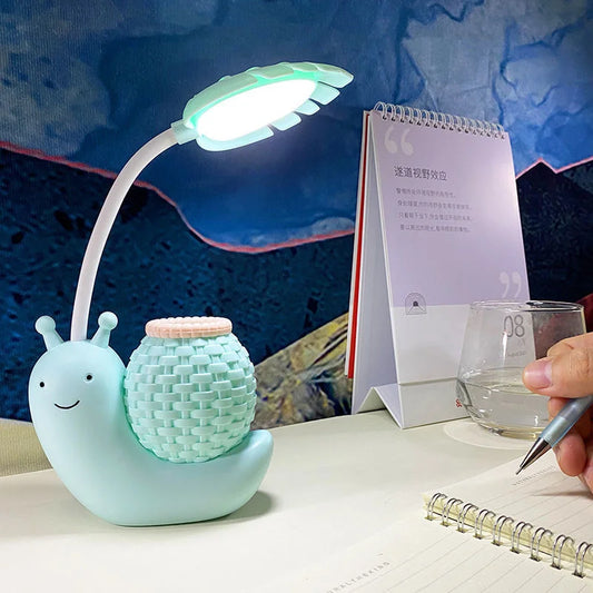 Lampe de bureau LED d'escargot de dessin animé pour enfants, veilleuse de chambre à coucher, lecture, étude, anniversaire, cadeau de Noël, décoration d'intérieur