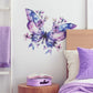 Fleurs violettes papillon fille chambre porche fond décoration exquise stickers muraux décoration murale