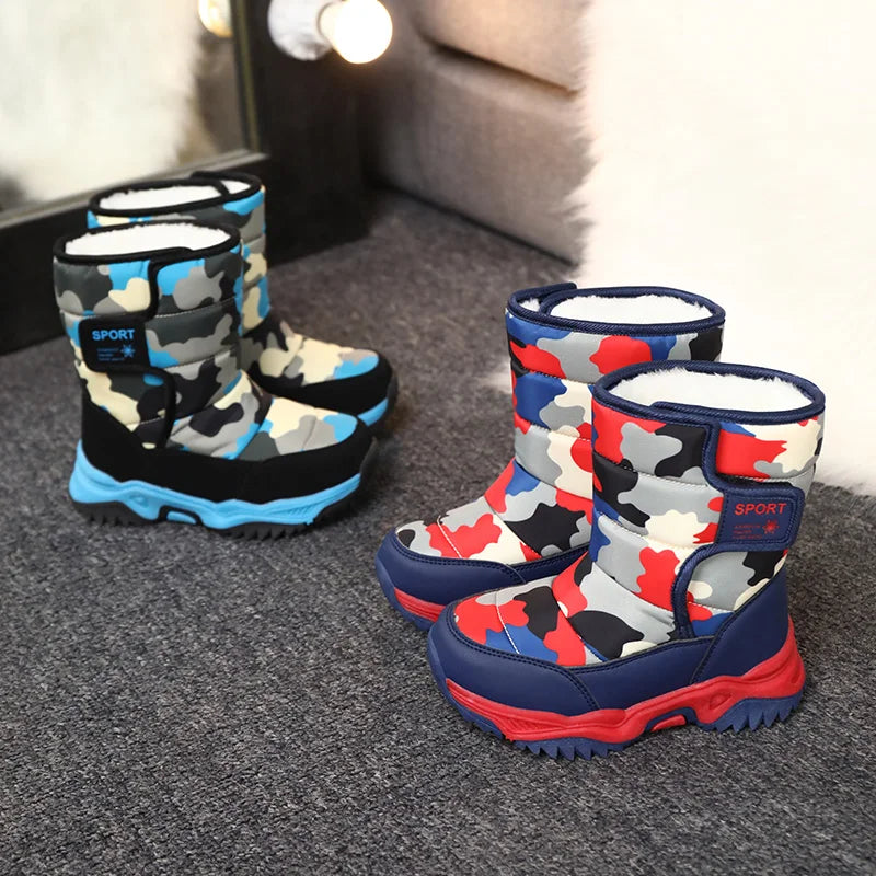 Bottes de neige imperméables pour garçons et filles, chaussures pour temps froid, extérieur 28-37