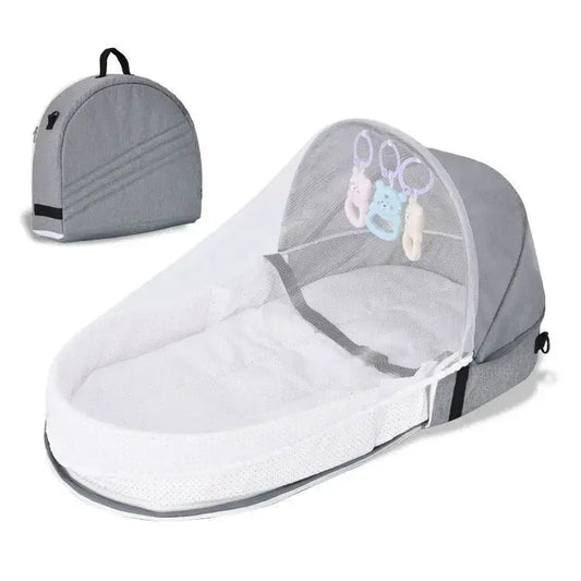 Lit de voyage pour bébé avec moustiquaire à baldaquin, lit bébé pliable avec moustiquaire Lit de voyage bionique en coton respirant Nid câlin Anti-moustiques Lit bébé portable pour 0-36 mois (Gris.)