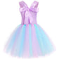 Robe Costume de Sirène Fille Robe Fête Baptême Princesse Sirène pour Fille Enfants