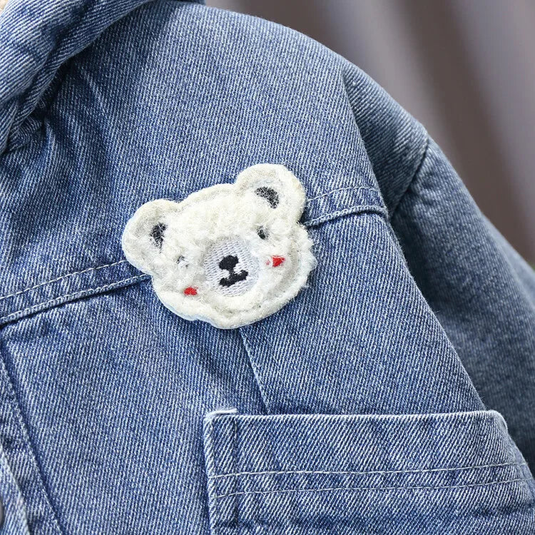 Veste En Jean Dessin Animé Ours À Capuche Plus Velours Petit Garçon