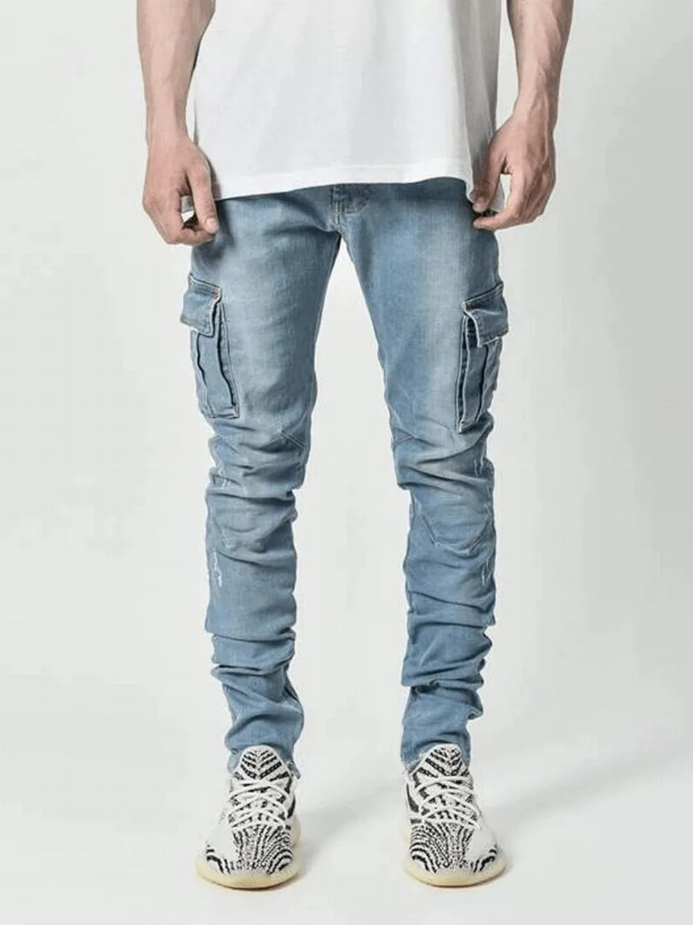 Jean Cargo artificiel astique en Denim pour Homme