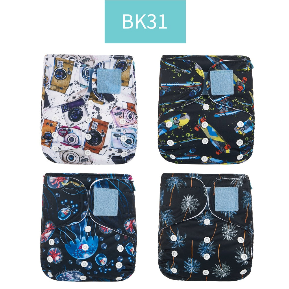 Happyflute 2022 New Fashion Style Baby Nappy 4pcs/set Diaper Cover Waterproof&amp;Reusable Cloth Diaper