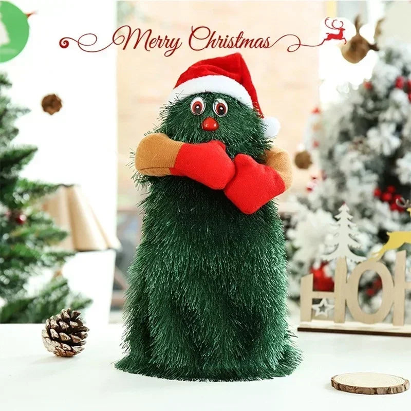 Arbre de Noël musical Poupées de jouets en peluche électrique Drôle mignon vert Arbre de Noël