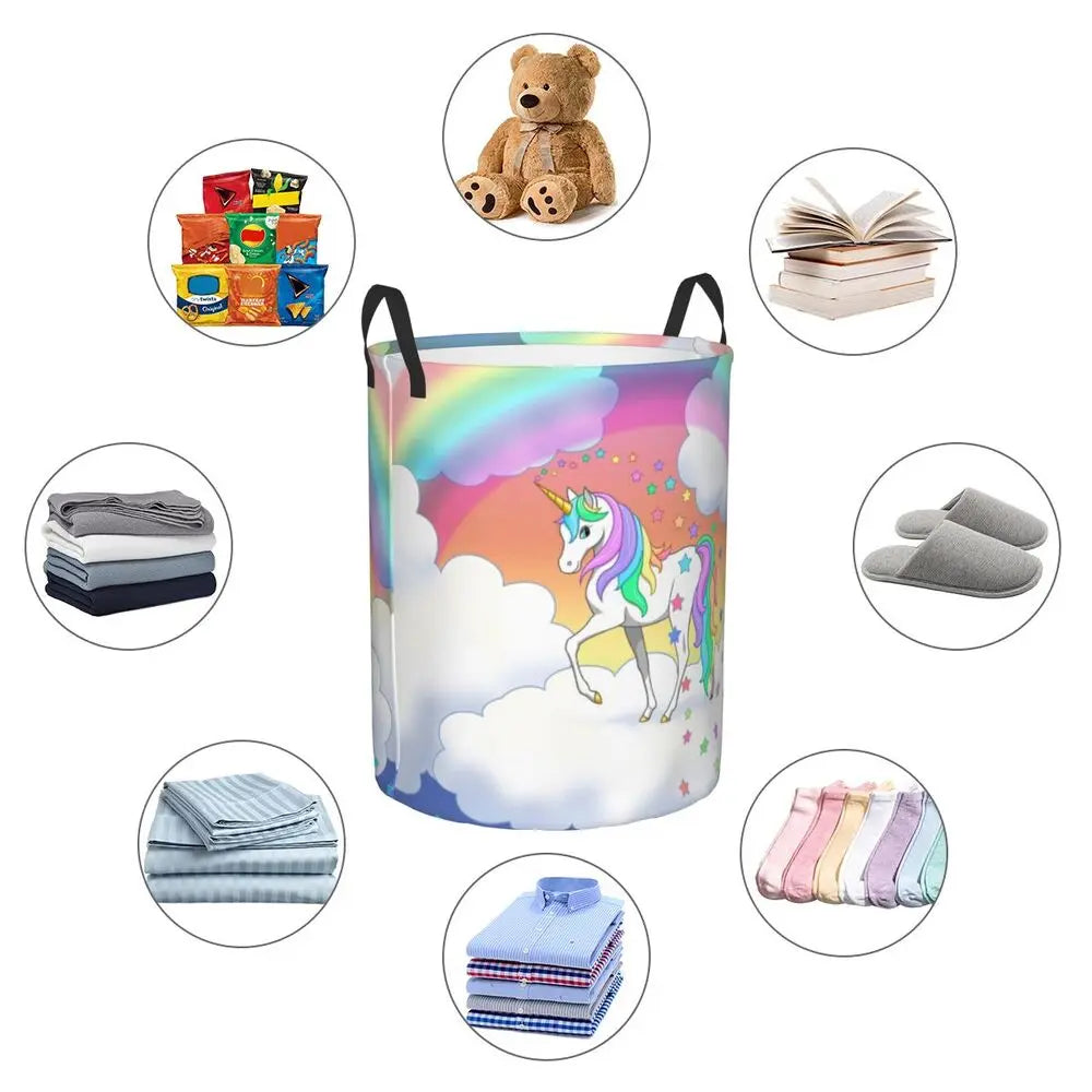 Panier à linge licorne de dessin animé personnalisé pliable Panier à vêtements de chat animal mignon pour chambre d’enfant Jouets Sac de rangement pas cher