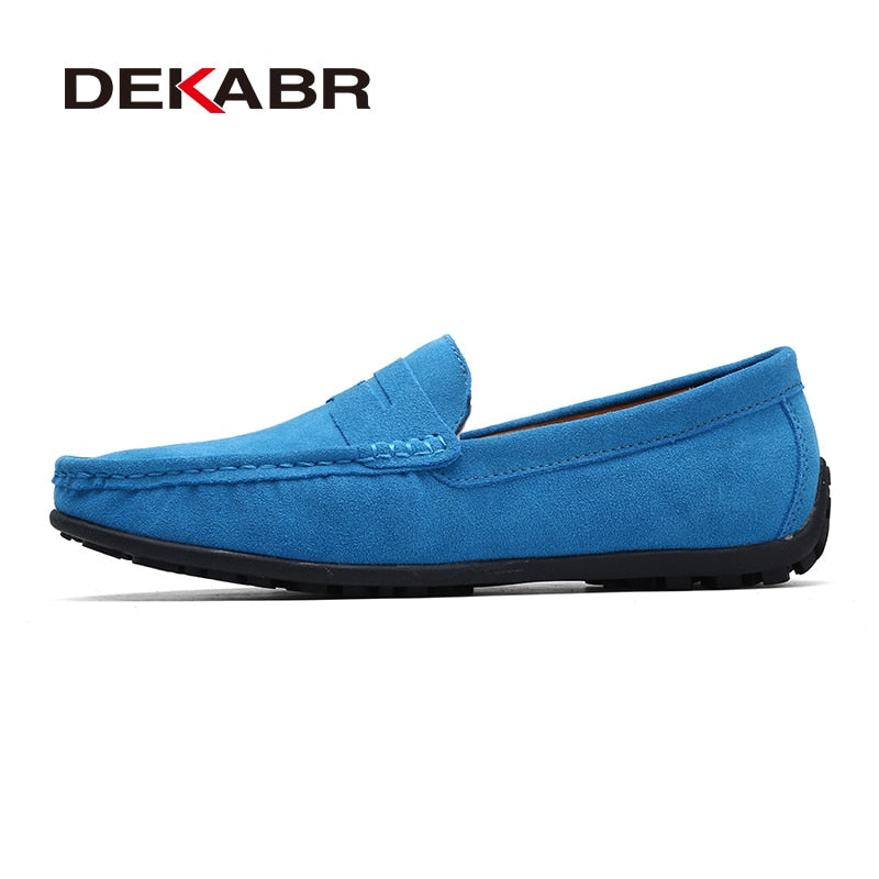 DEKABR-Mocassins souples respirants en cuir véritable pour hommes.