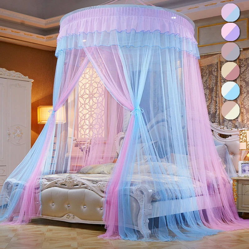 Moustiquaire Suspendue pour Lit de Princesse, Double Couleurs, Rideau de Tente Pliable, Élégant