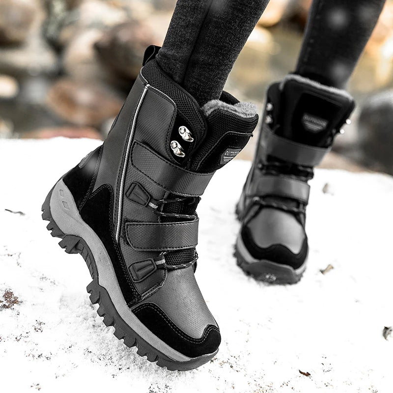 Bottes de neige imperméables mi-mollet pour femmes, peluche