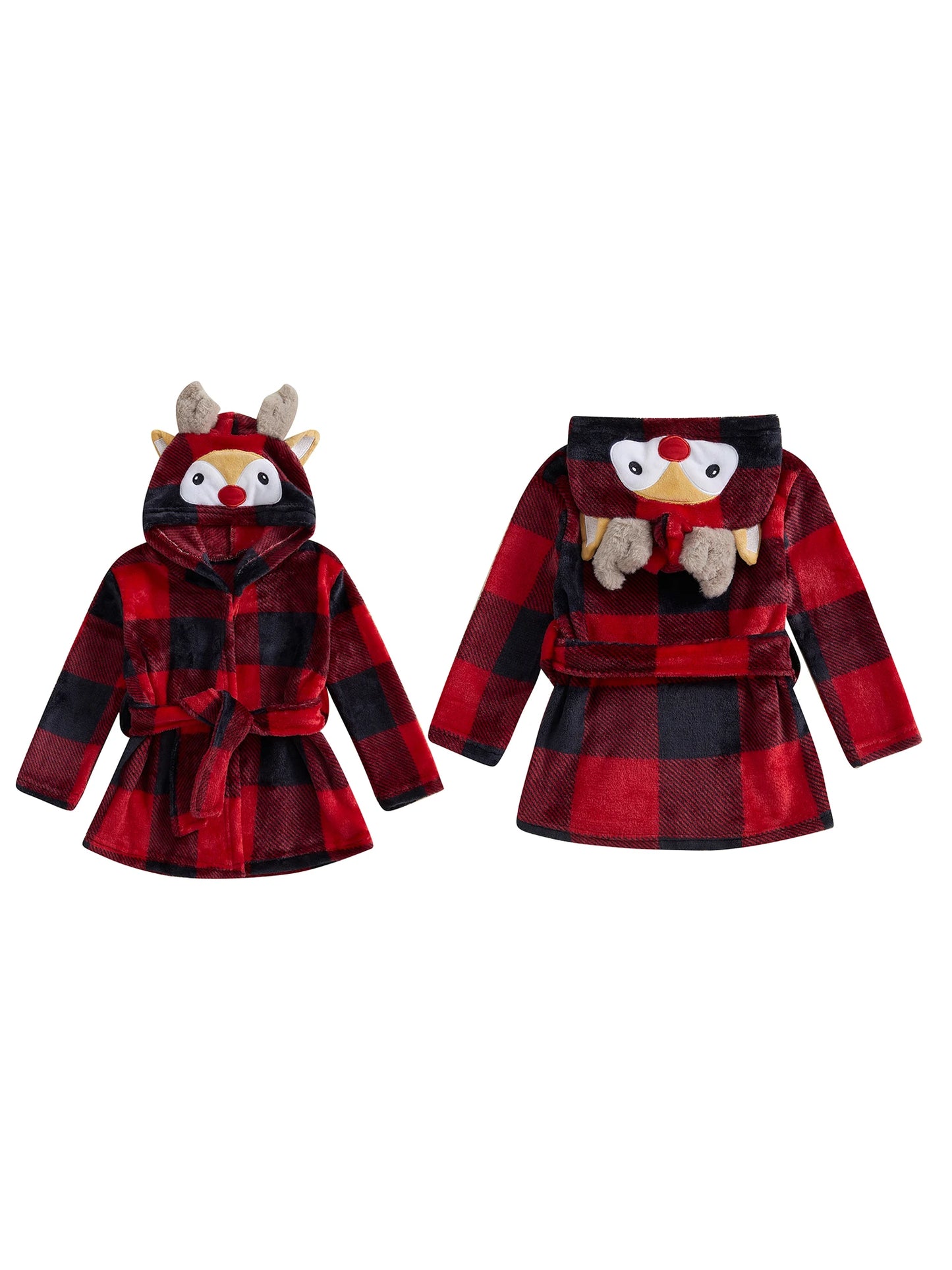 Noël Renne Robe À Manches Longues Plaid Capuche Peignoirs Chauds Pyjama Vêtements de Nuit pour Garçons Filles