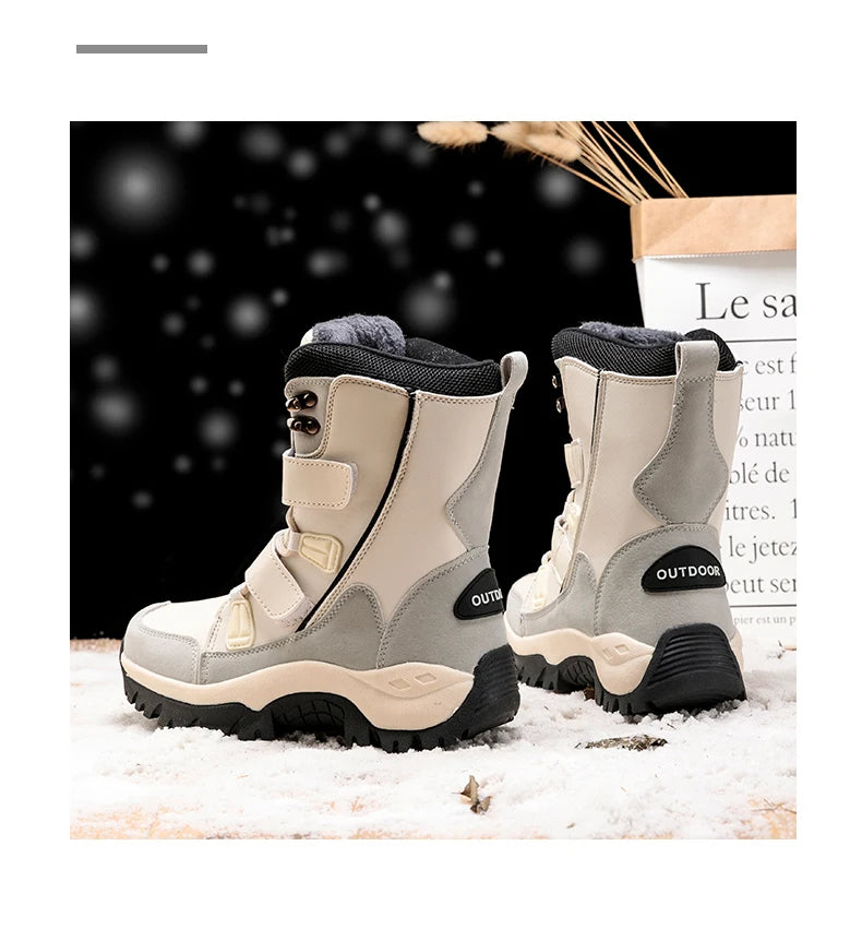 Bottes de neige imperméables mi-mollet pour femmes, peluche