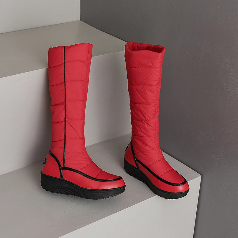 Bottes de neige chaudes au genou pour femmes