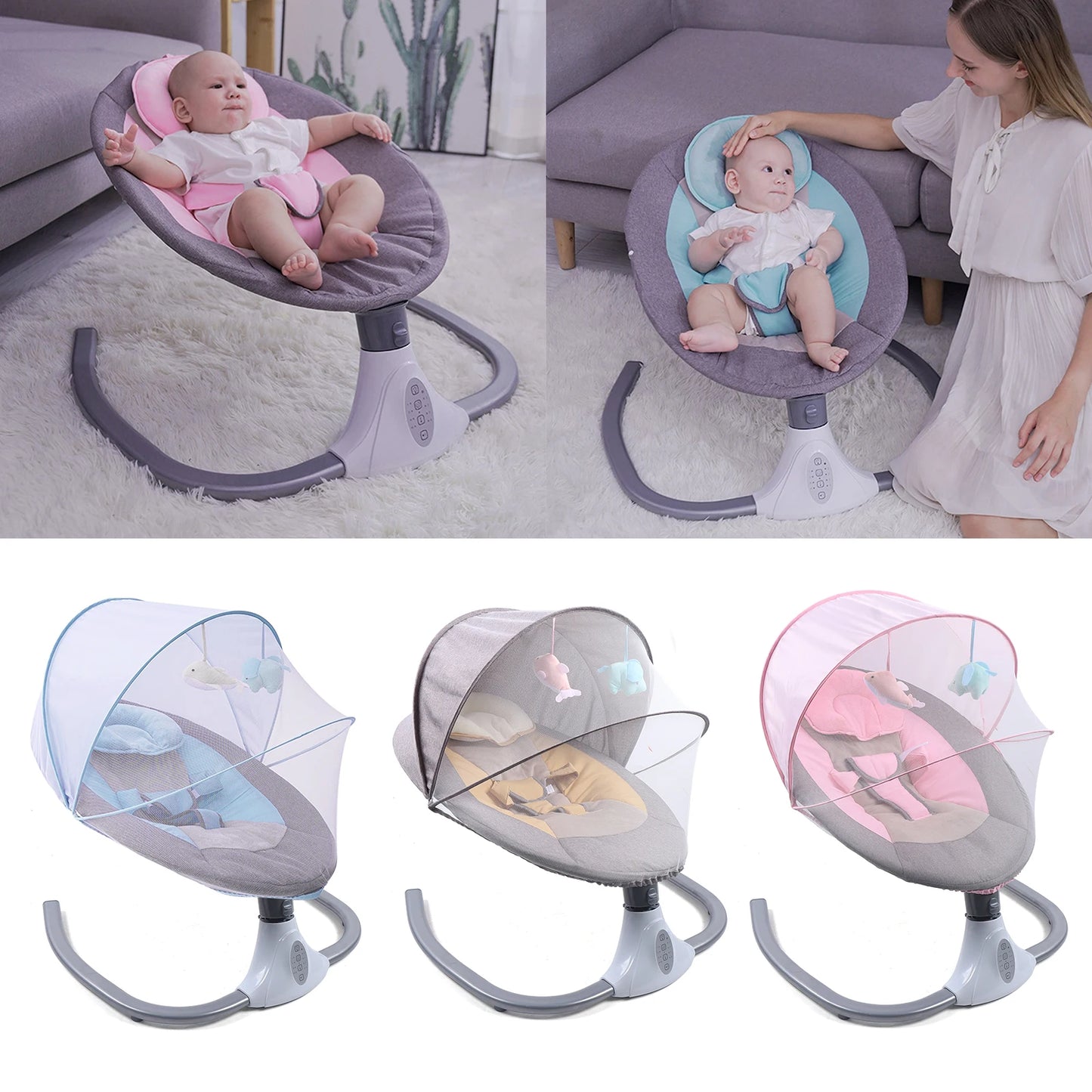 Transat électrique automatique pour bébé balançoire berceau siège à bascule rebondissant avec musique et jouets pour 0-12 mois 3-12KG