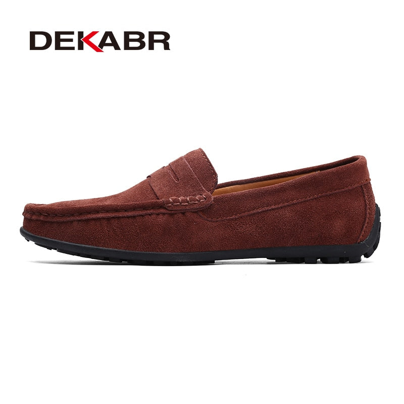 DEKABR-Mocassins souples respirants en cuir véritable pour hommes.