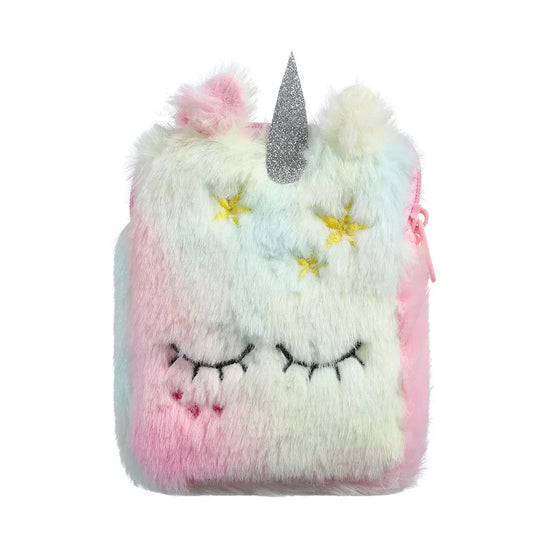 NEEVAS Ensemble sac à dos et sac à main mignon licorne chat kawaii coloré en peluche sac d'école, sac à bandoulière, sac à bandoulière doux, cadeau pour enfants filles