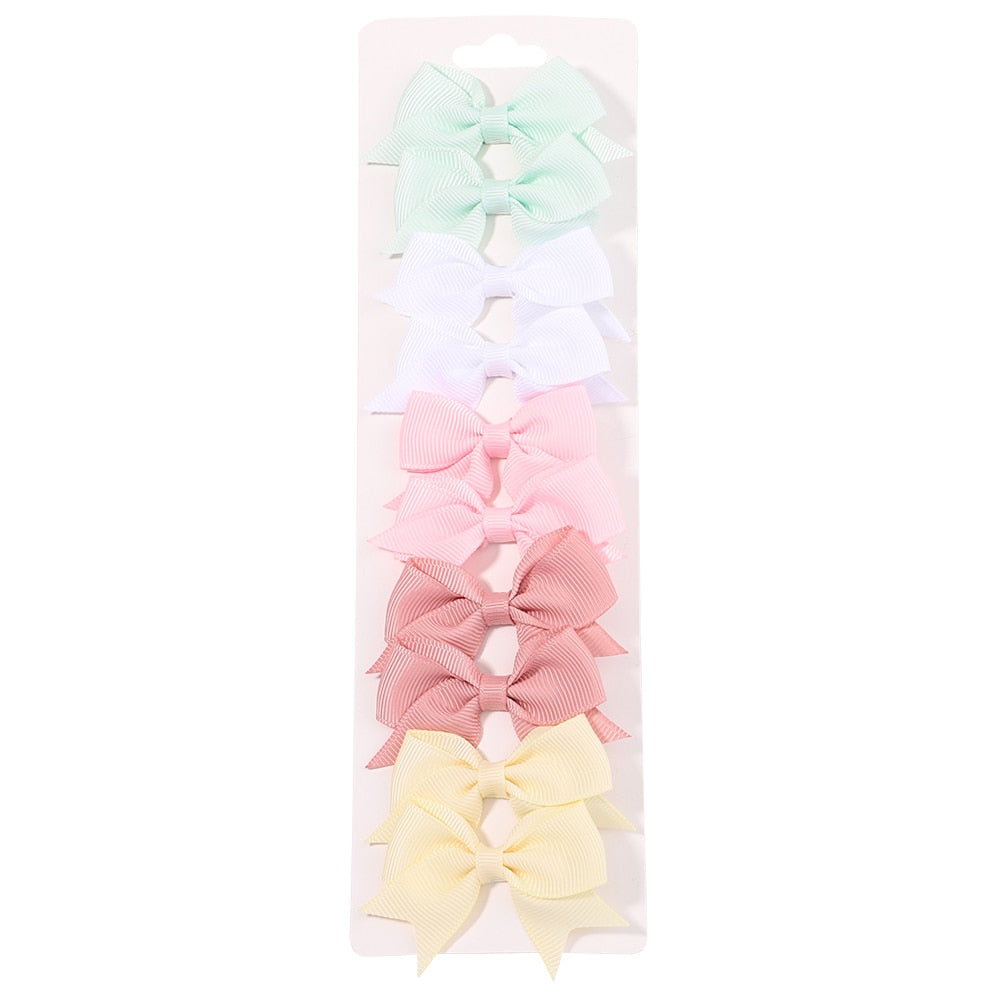 Lot de 10 Barrettes à cheveux avec ruban solide pour petites filles.