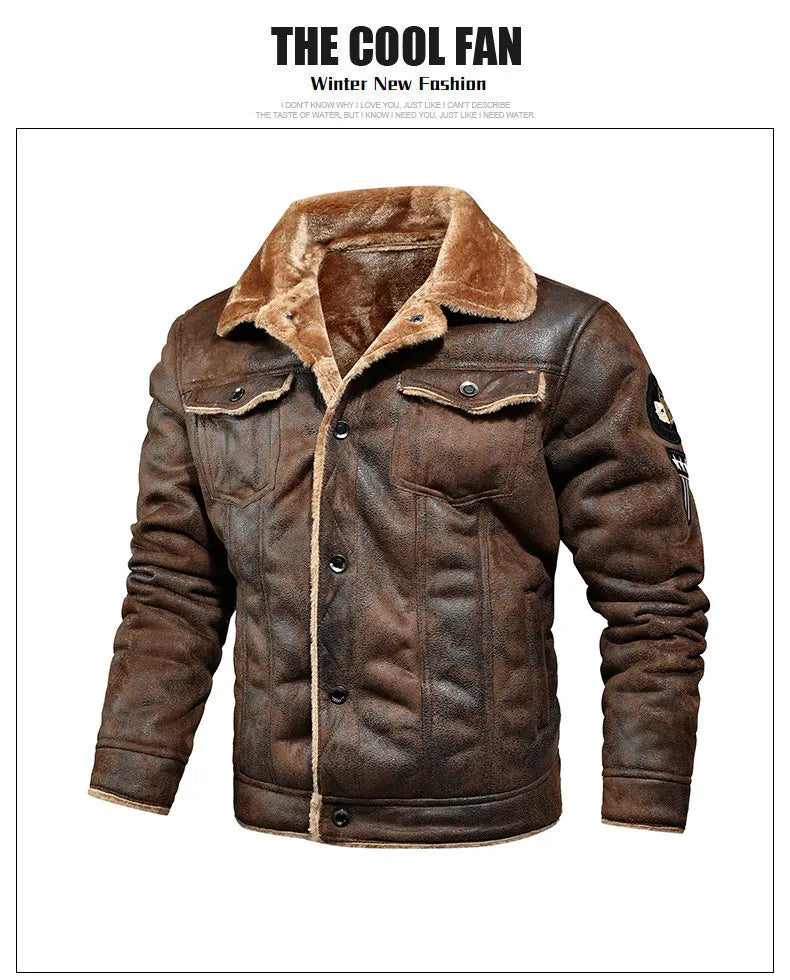 Blouson aviateur en cuir PU pour hommes