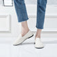 Mocassins en Cuir pour Femme, Chaussures Plates Blanc