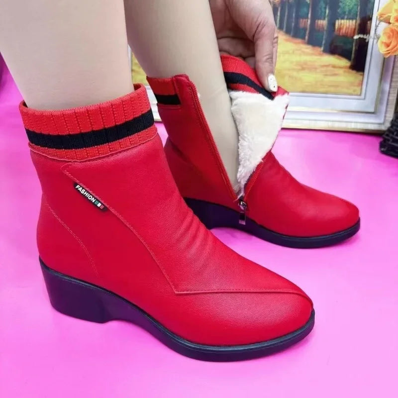 Bottes à plateforme courtes rouges pour femmes