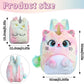 NEEVAS Ensemble sac à dos et sac à main mignon licorne chat kawaii coloré en peluche sac d'école, sac à bandoulière, sac à bandoulière doux, cadeau pour enfants filles