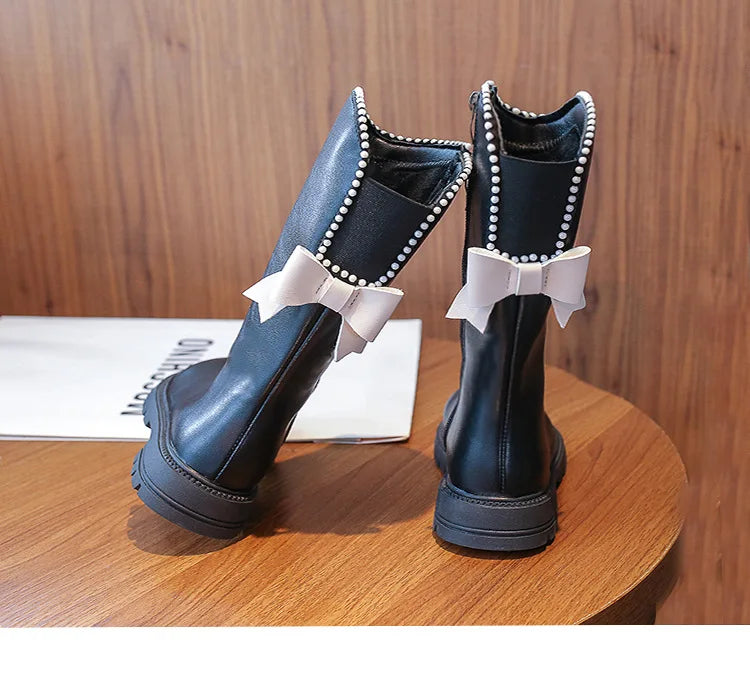 Bottes  En Cuir Princesse élégant avec perlé, d'hiver 26-37