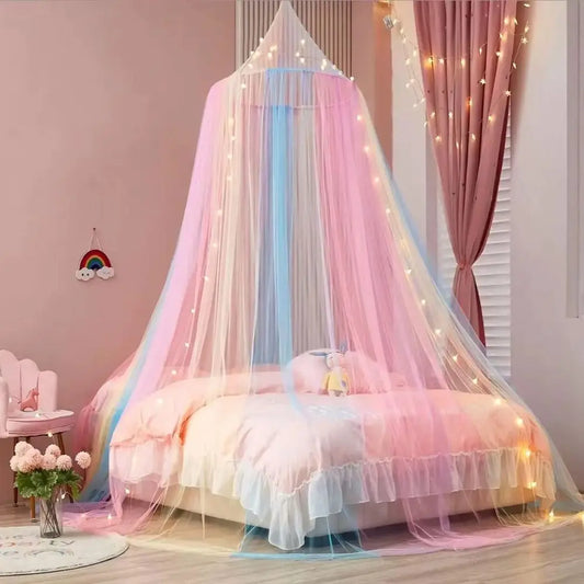 KAMEUN Moustiquaire, Ciel De Lit Fille avec Etoiles Lumineuses, Anti-Mosquito Bed Canopy Bed Canopy Dome, Moustiquaire Facile à Installer Convient au lit De Bébé, Enfants, ou Adultes (Colore)