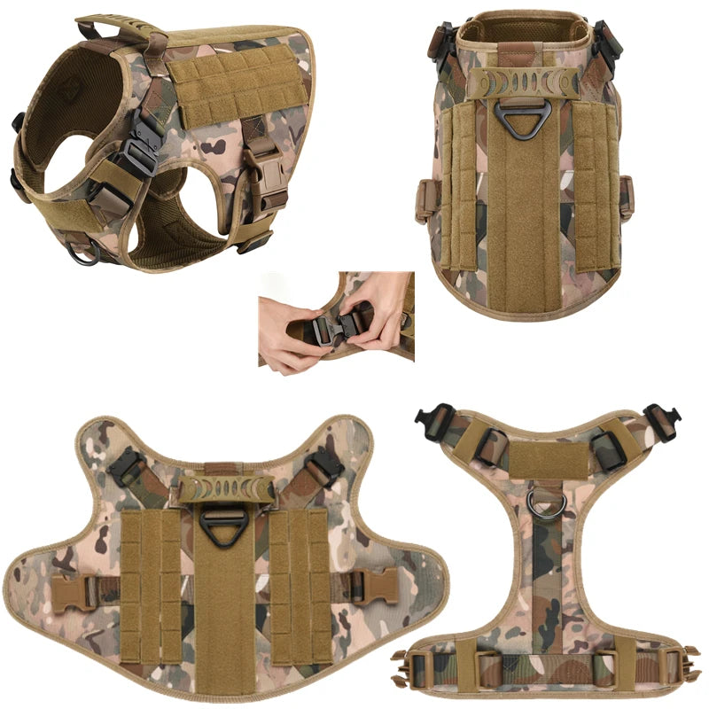 Harnais tactique militaire MOLLE pour chien pour grands chiens, berger allemand malinoï Labrador Rose