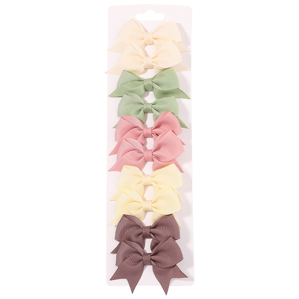 Lot de 10 Barrettes à cheveux avec ruban solide pour petites filles.