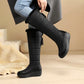 Bottes de neige compensées au genou pour femmes et filles, chaussures de pluie pour dames, noir et blanc, fourrure chaude, peluche, décontracté, imperméable, hiver