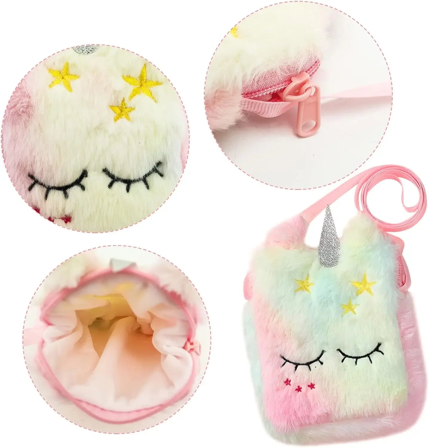 NEEVAS Ensemble sac à dos et sac à main mignon licorne chat kawaii coloré en peluche sac d'école, sac à bandoulière, sac à bandoulière doux, cadeau pour enfants filles