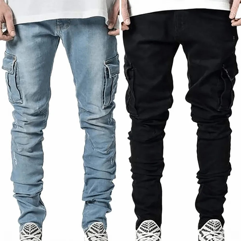 Jean Cargo artificiel astique en Denim pour Homme