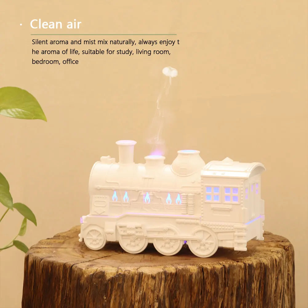 Mini humidificateur rétro portable avec lumière, diffuseur d'huiles essentielles télécommandé, train, chambre et salon, 300ml , Cadeaux