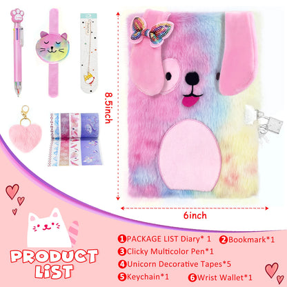 Journal Intime Fille, carnet Privé secret avec Clé Et Cadenas, avec Sac à Main, Stylo Multicolore, Ruban Adhésif Décoratif, Marque-Page, Porte-Clés, Cadeau parfait pour les enfants