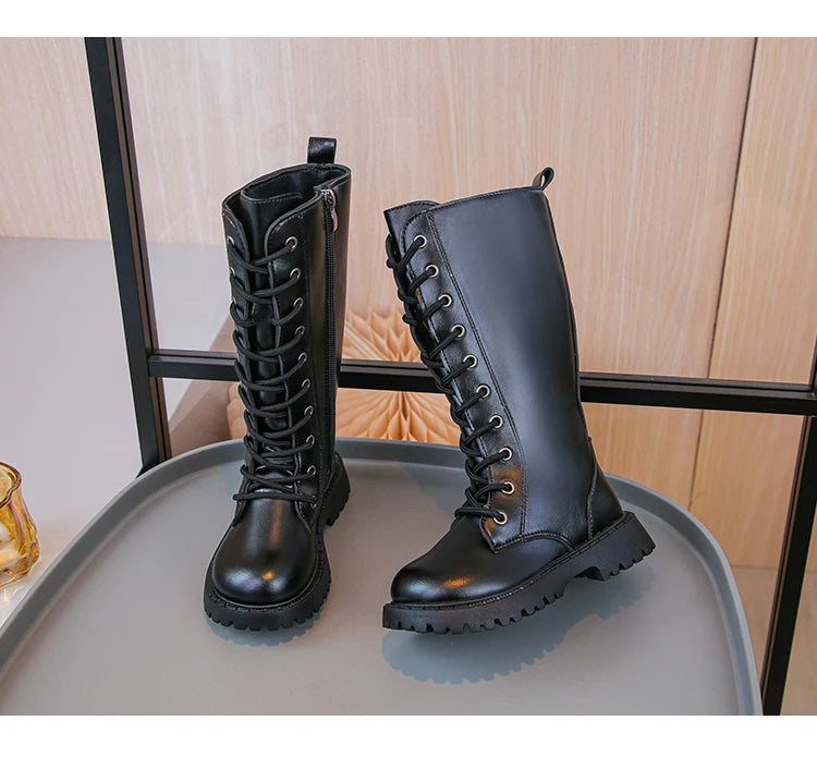 Bottes en cuir PU pour filles , coordonnantes, imperméables