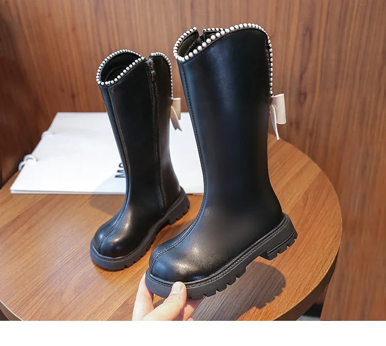 Bottes  En Cuir Princesse élégant avec perlé, d'hiver 26-37