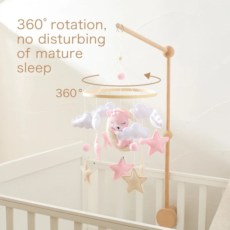 Mobile à suspendre pour berceau de bébé - Décoration de chambre d'enfant - Carillon en bois naturel