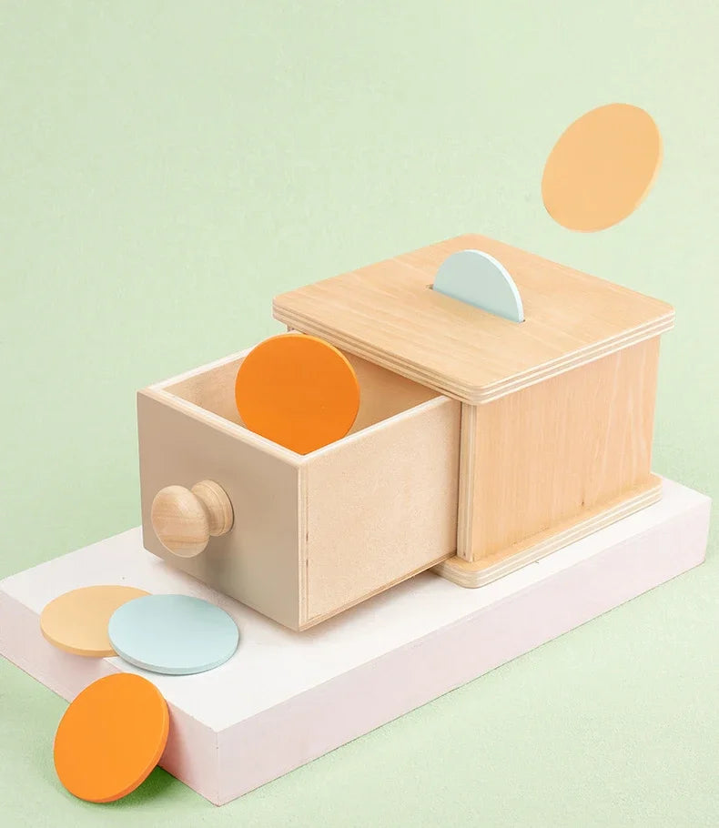 BlueXP Jouets Montessori 1 an Jouet de Boîte à Monnaie en Bois Montessori Object Boîte Permanente pour Enfants Boîte à Monnaie Montessori avec des Pièces Plus épaisses pour éducatif pour Votre Bébé