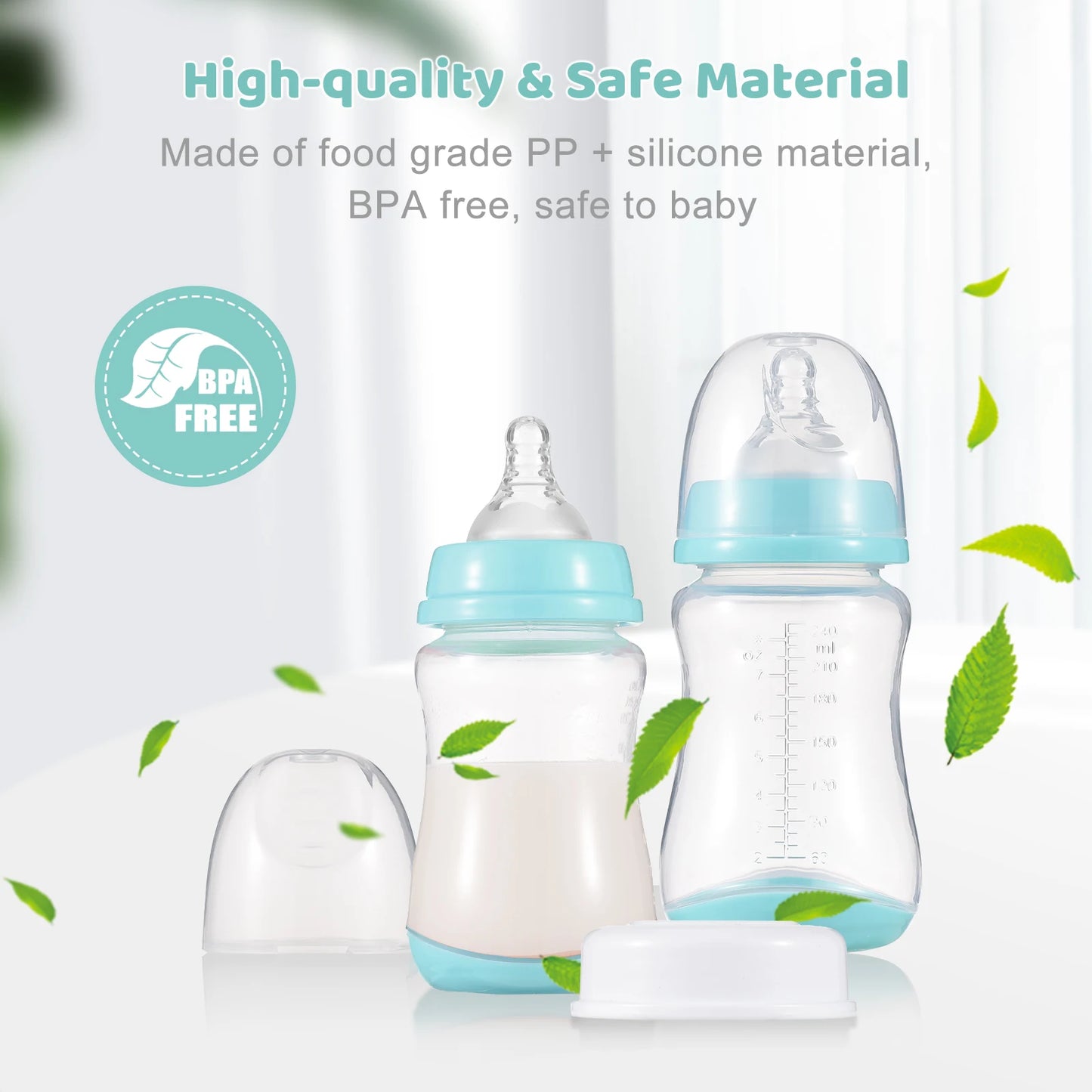 Biberon pour bébé  , 3 pièces, en silicone 240ml