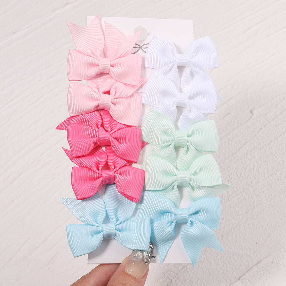 Lot de 10 Barrettes à cheveux avec ruban solide pour petites filles.