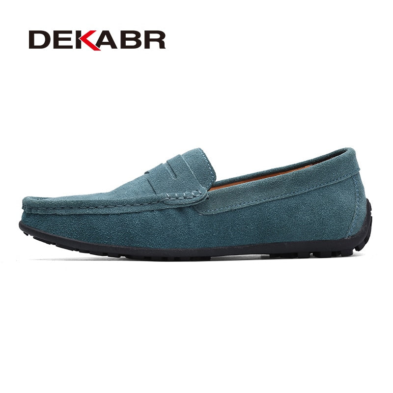 DEKABR-Mocassins souples respirants en cuir véritable pour hommes.