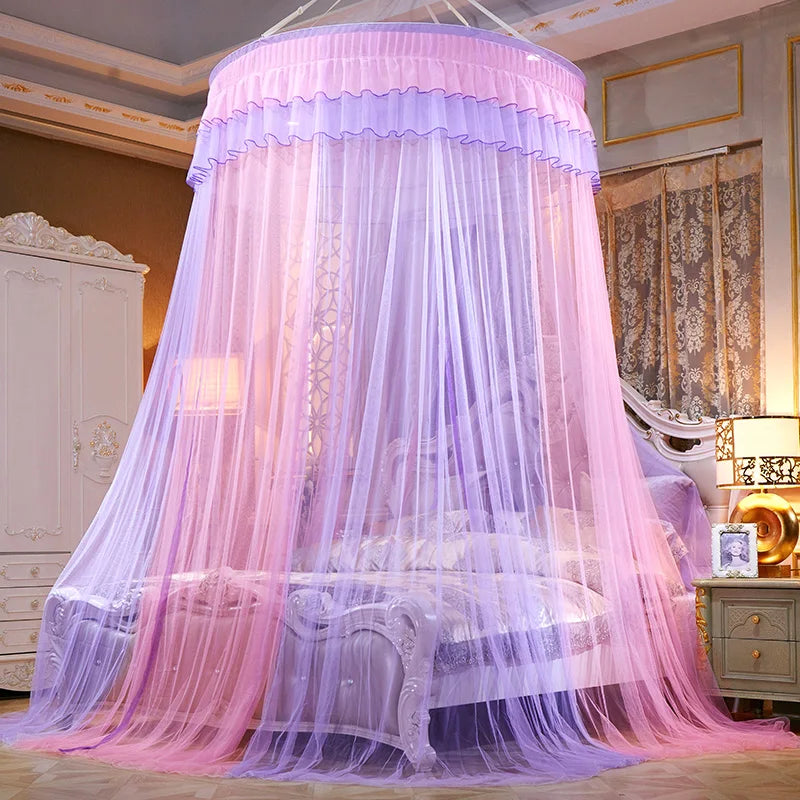 Moustiquaire Suspendue pour Lit de Princesse, Double Couleurs, Rideau de Tente Pliable, Élégant