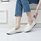 Mocassins en Cuir pour Femme, Chaussures Plates Blanc