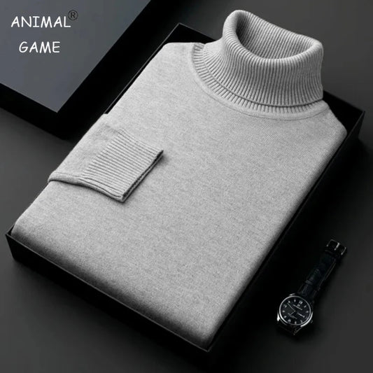 Sweatwear Hommes Anti-boulochage Haute Qualité Tricoté Pull À Col Roulé Slim Fit À Manches Longues