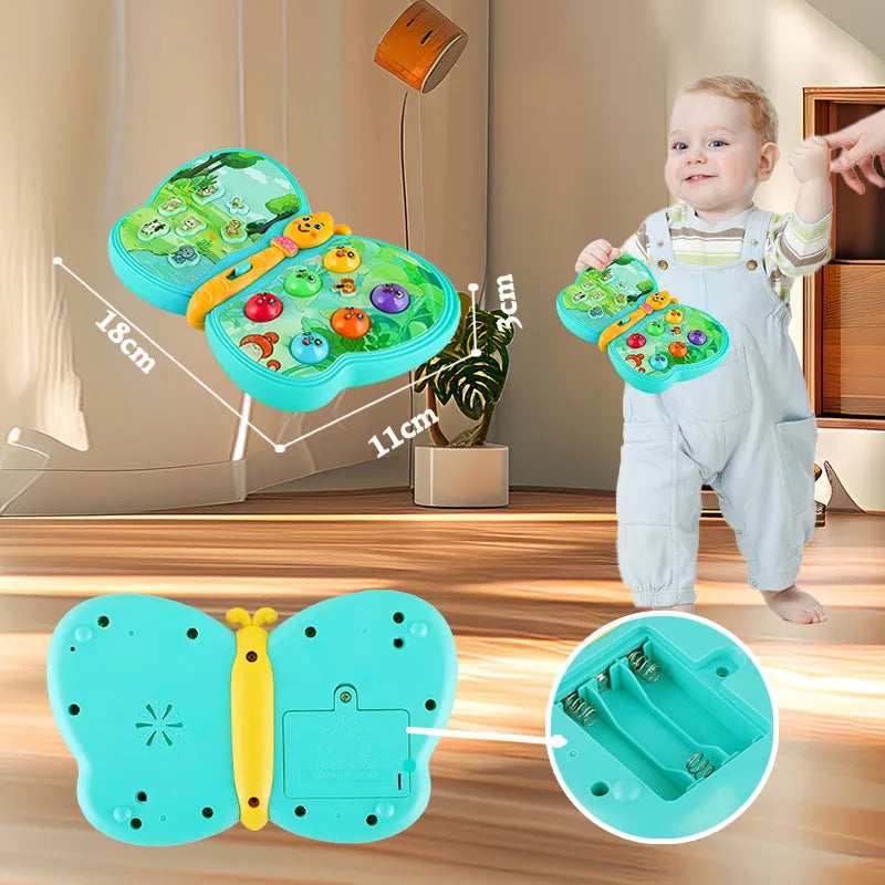 KENLUMO Jouet musical interactif papillon pour les tout-petits, sons d’animaux, jeux, lumière de flash, éducation précoce, garçon et fille de 1 an 12+ mois