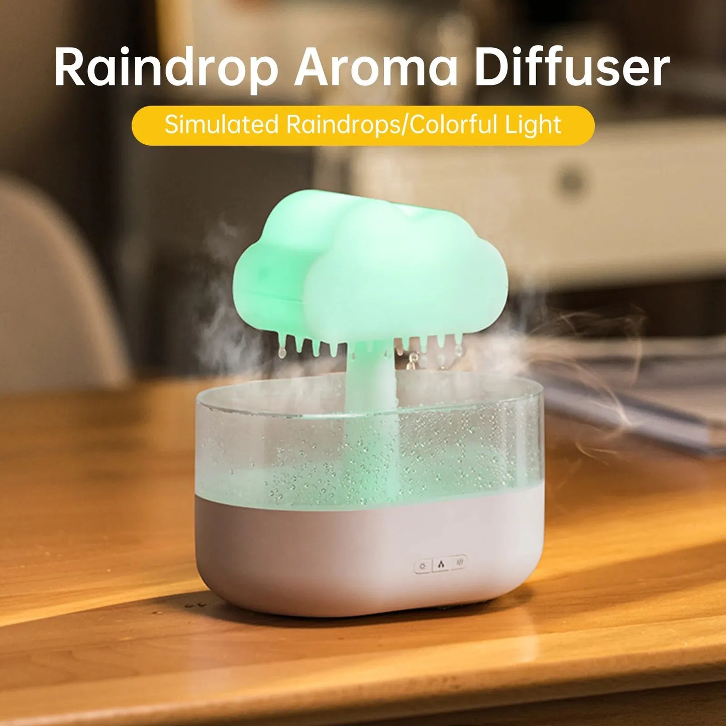 Humidificateur d'air Lampe Plui, Rain-Cloud humidificateur avec 7 lumières LED de Couleur, Diffuseur huiles essentielles, lampe champignon pluie pour Maison, Bureau et Chambre