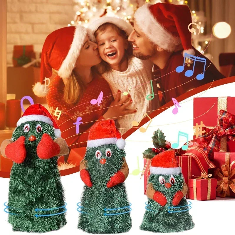 Arbre de Noël musical Poupées de jouets en peluche électrique Drôle mignon vert Arbre de Noël