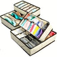 Organisateur de Tiroir Pliable, Lot de 4 Rangement Non-tissé pour sous-vètements Soutien-Gorges Chaussettes Boîte de Rangement à Compartiment Diviseurs Rangement Gain de Place